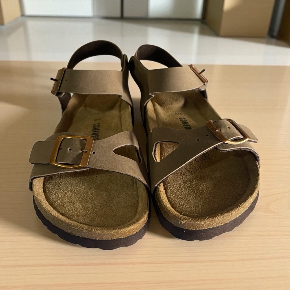 Brown Suede Sandals with Buckle